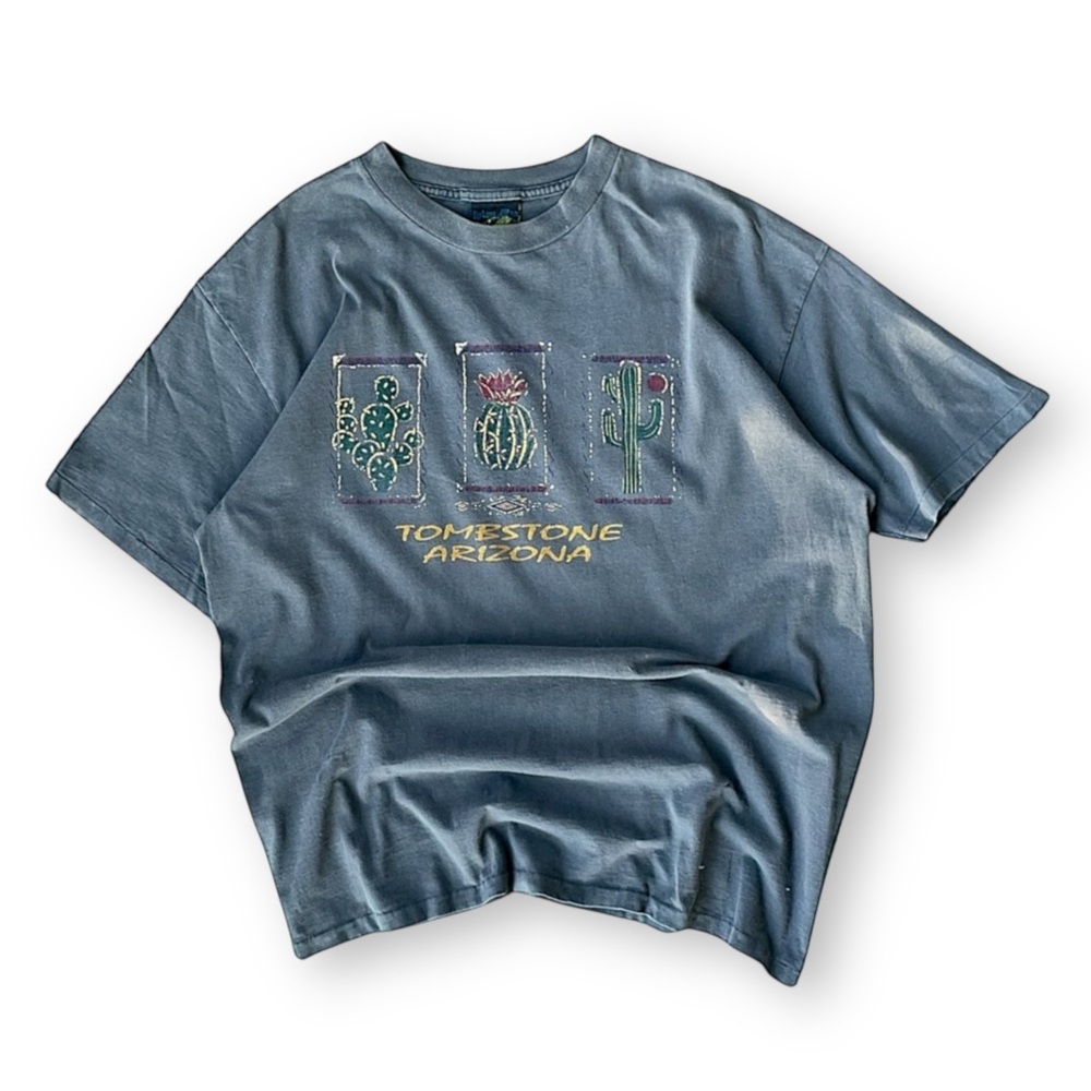 Vintage Tomestone Arizona Cactus Graphic Tee in Faded Gray